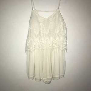 Cream lace romper
